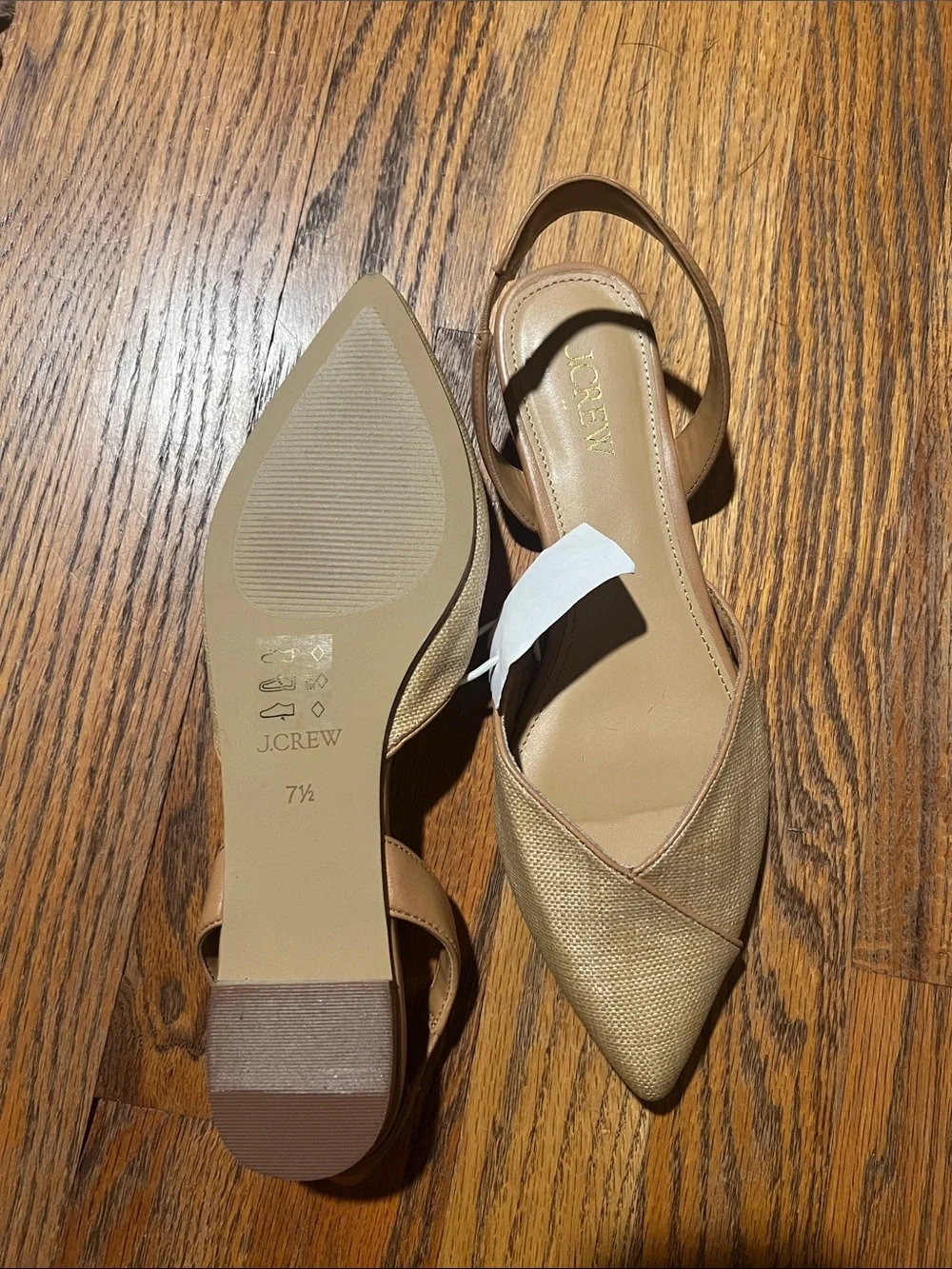 J. Crew Raffia Pointed-Toe Slingback Flats